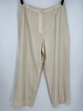 Sigrid Olsen Woman 100% Wool Trouser Pants 22 Bone Cream Lined NEW Wide Leg